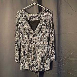 Black and white long sleeve romper